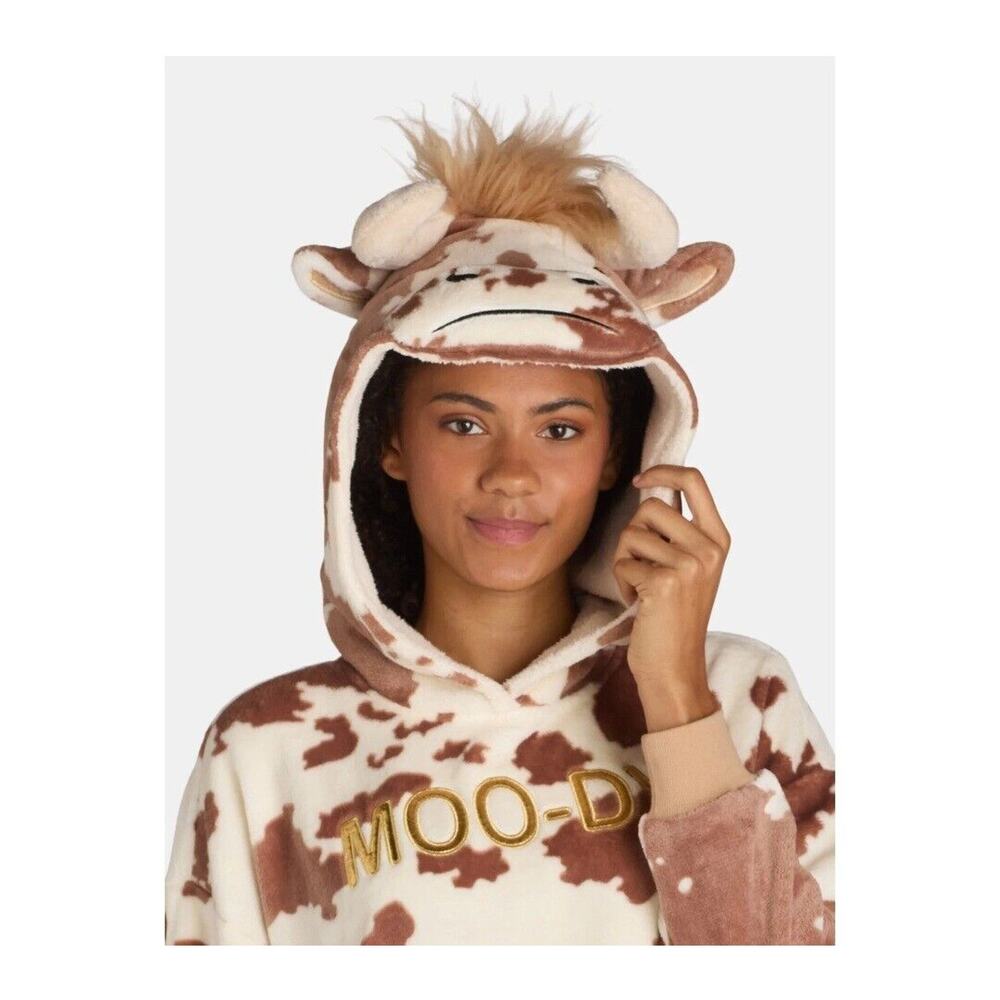 Holiday Time Women's Cow Lounger "Moo-Day" Pajamas Sleepwear Size Large